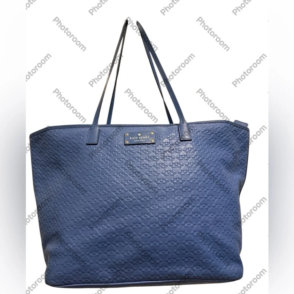 KATE SPADE PENN PLACE EMBOSSED MARGARETA TOTE BLUE COLOR
